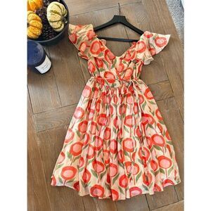 The Dolls House Fashion Floral Ruffle Sleeve Dress Size Small